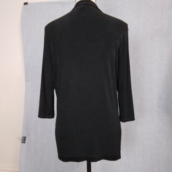 Chicos | Travelers Black Open Front Cardigan Slinky Knit | Size M - Picture 6 of 8